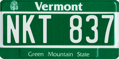 VT license plate NKT837