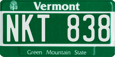 VT license plate NKT838