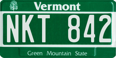 VT license plate NKT842