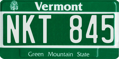 VT license plate NKT845