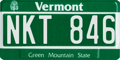 VT license plate NKT846