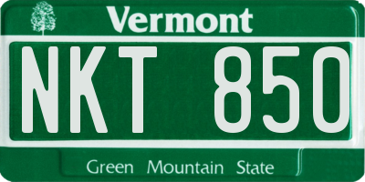 VT license plate NKT850