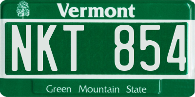 VT license plate NKT854