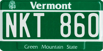 VT license plate NKT860