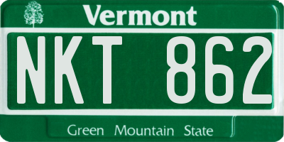 VT license plate NKT862