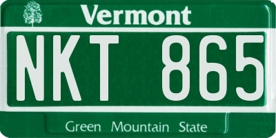 VT license plate NKT865