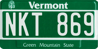 VT license plate NKT869