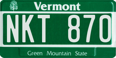 VT license plate NKT870