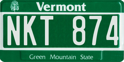 VT license plate NKT874