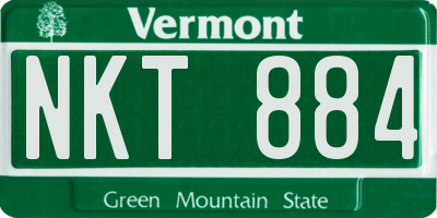 VT license plate NKT884