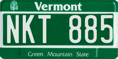 VT license plate NKT885