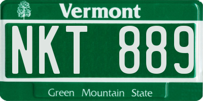 VT license plate NKT889