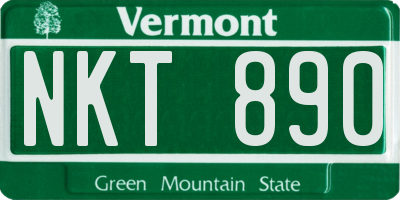 VT license plate NKT890