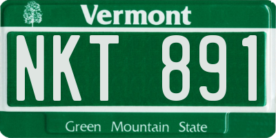 VT license plate NKT891