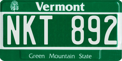 VT license plate NKT892