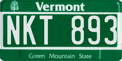 VT license plate NKT893
