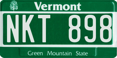 VT license plate NKT898