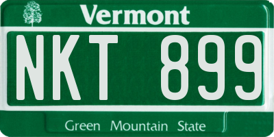 VT license plate NKT899
