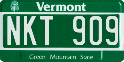 VT license plate NKT909