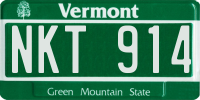 VT license plate NKT914