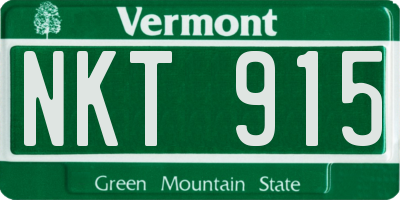 VT license plate NKT915