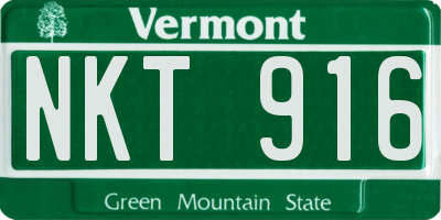 VT license plate NKT916