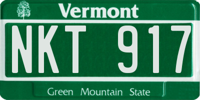 VT license plate NKT917