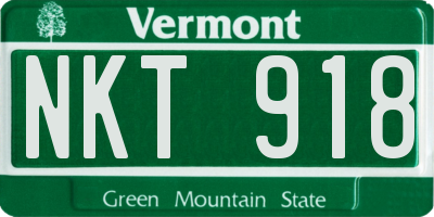 VT license plate NKT918