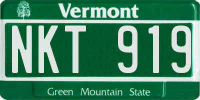 VT license plate NKT919