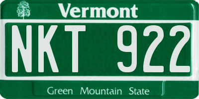 VT license plate NKT922