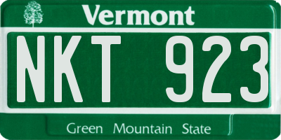 VT license plate NKT923