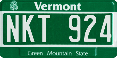 VT license plate NKT924