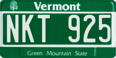VT license plate NKT925
