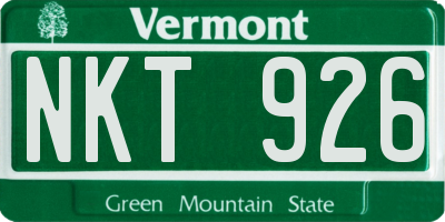 VT license plate NKT926