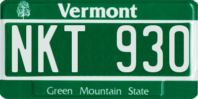 VT license plate NKT930