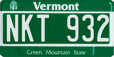 VT license plate NKT932