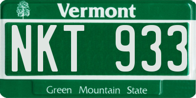 VT license plate NKT933