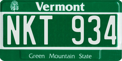 VT license plate NKT934