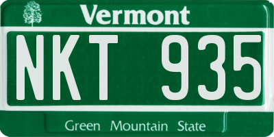 VT license plate NKT935