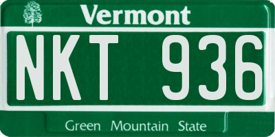 VT license plate NKT936