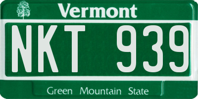 VT license plate NKT939