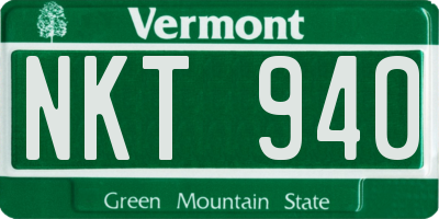 VT license plate NKT940