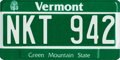 VT license plate NKT942