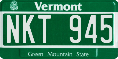 VT license plate NKT945