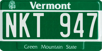 VT license plate NKT947