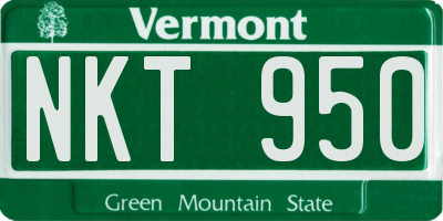 VT license plate NKT950