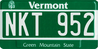 VT license plate NKT952