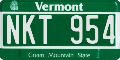 VT license plate NKT954