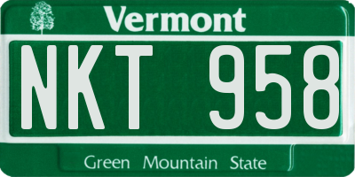 VT license plate NKT958