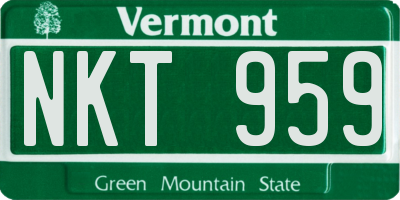 VT license plate NKT959